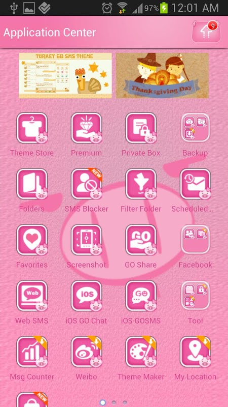 Pink Pig Go SMS Pro Theme 4
