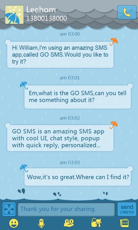 GO SMS Pro Rainy day Theme 3
