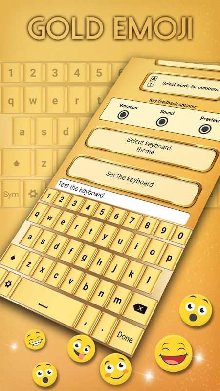 Gold Emoji Pro Keyboard Theme 4