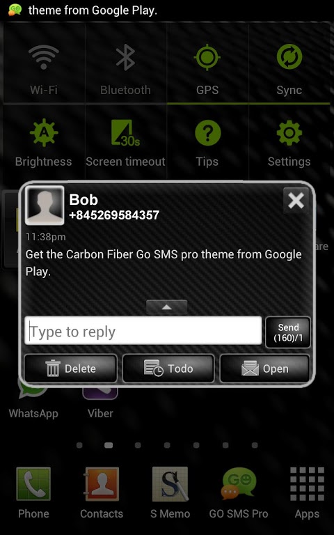 Carbon Fiber Go SMS Pro Theme 3
