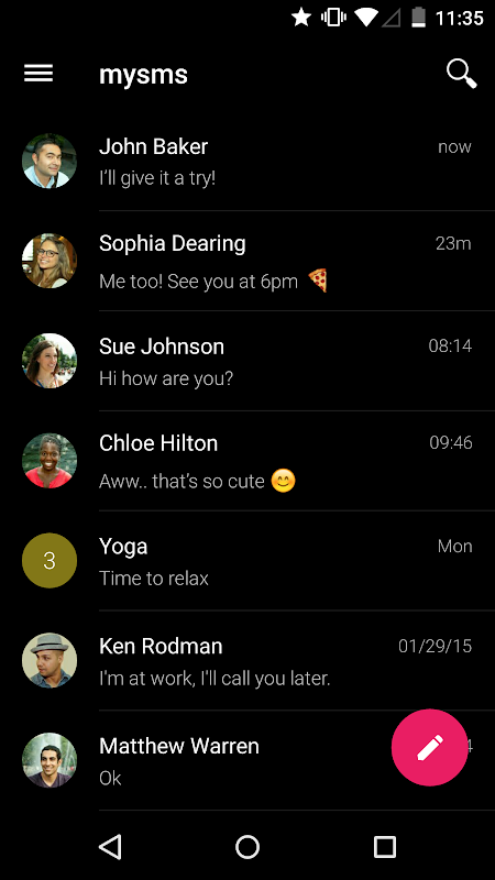 mysms SMS Text Messaging Sync 4