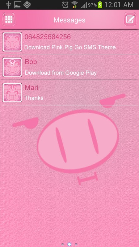 Pink Pig Go SMS Pro Theme 1