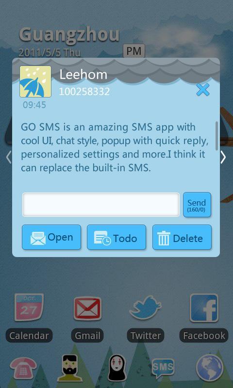GO SMS Pro Rainy day Theme 2