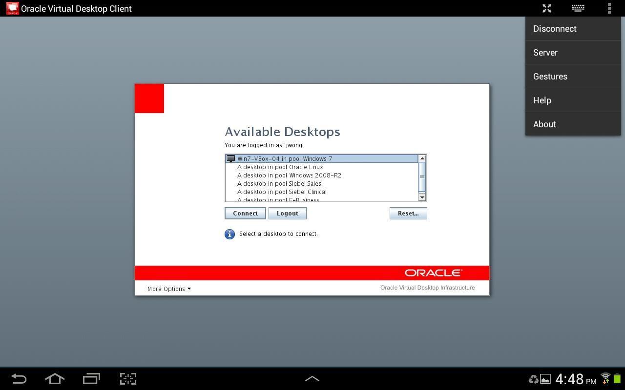 Oracle Virtual Desktop Client 2
