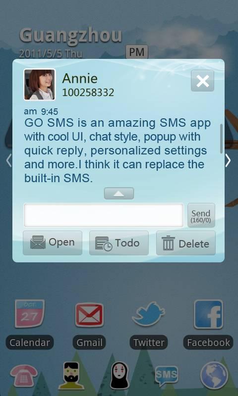 GO SMS Pro Light Blue theme 1